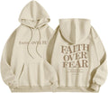 Faith Over Fear Hoodie for Women Christian Inspirational Sweatshirt