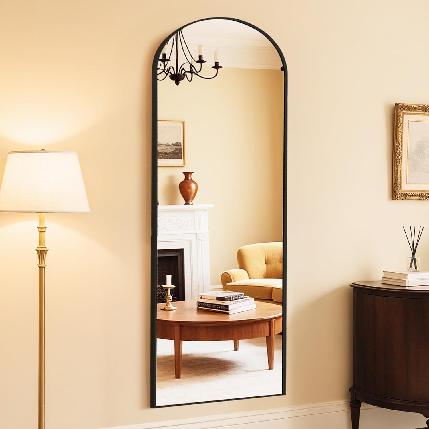 DUMOS Arched Wall-Mounted Full Length Mirror for Bedroom