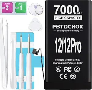 FBTDCHOK 7000mAh Replacement Battery for iPhone 12/12Pro