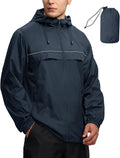 Mens Waterproof Windbreaker Rain Jacket Lightweight Packable with Hood
