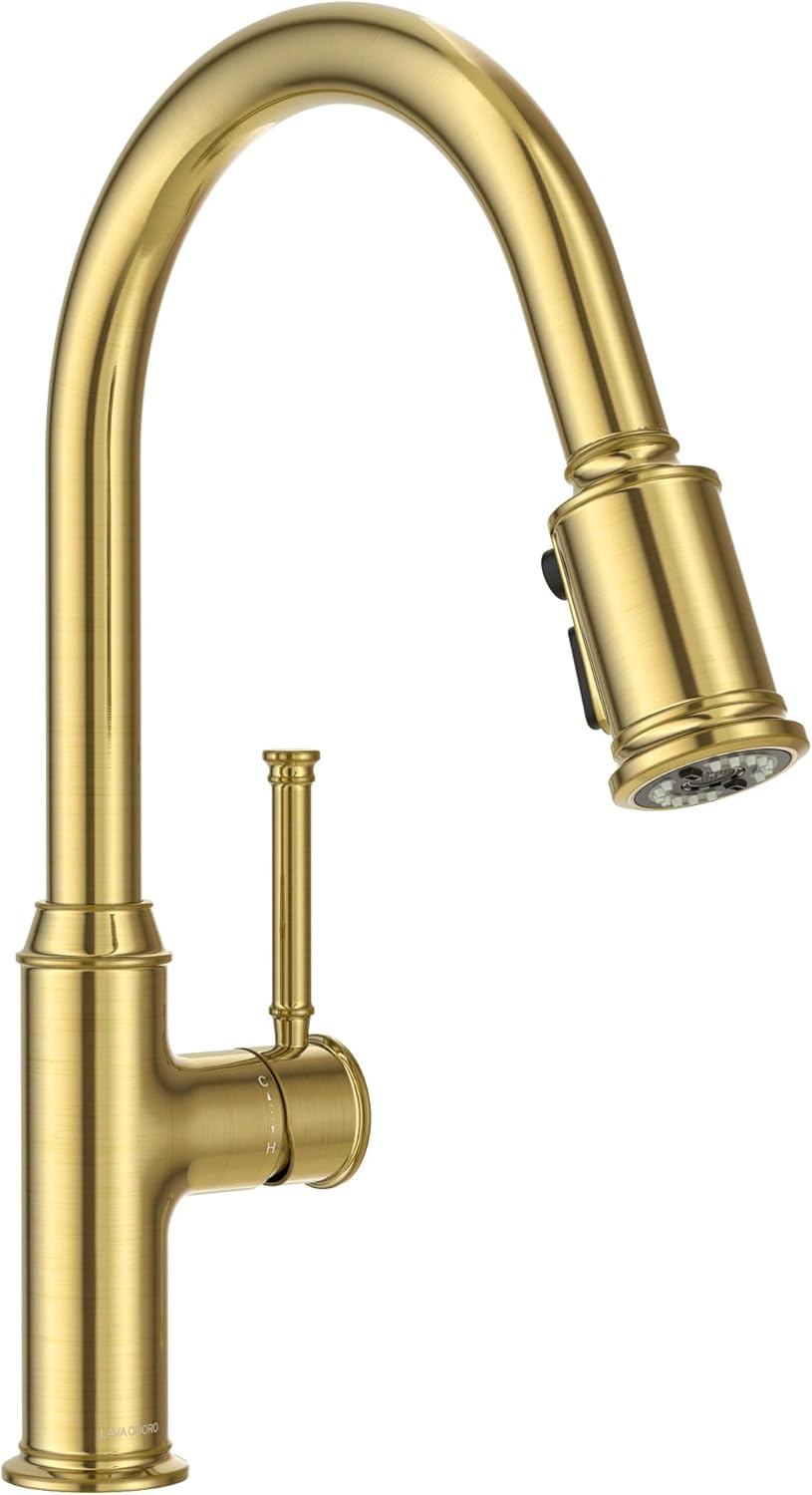 Lava Odoro Curtura Gold Kitchen Faucet with Pull Down Sprayer
