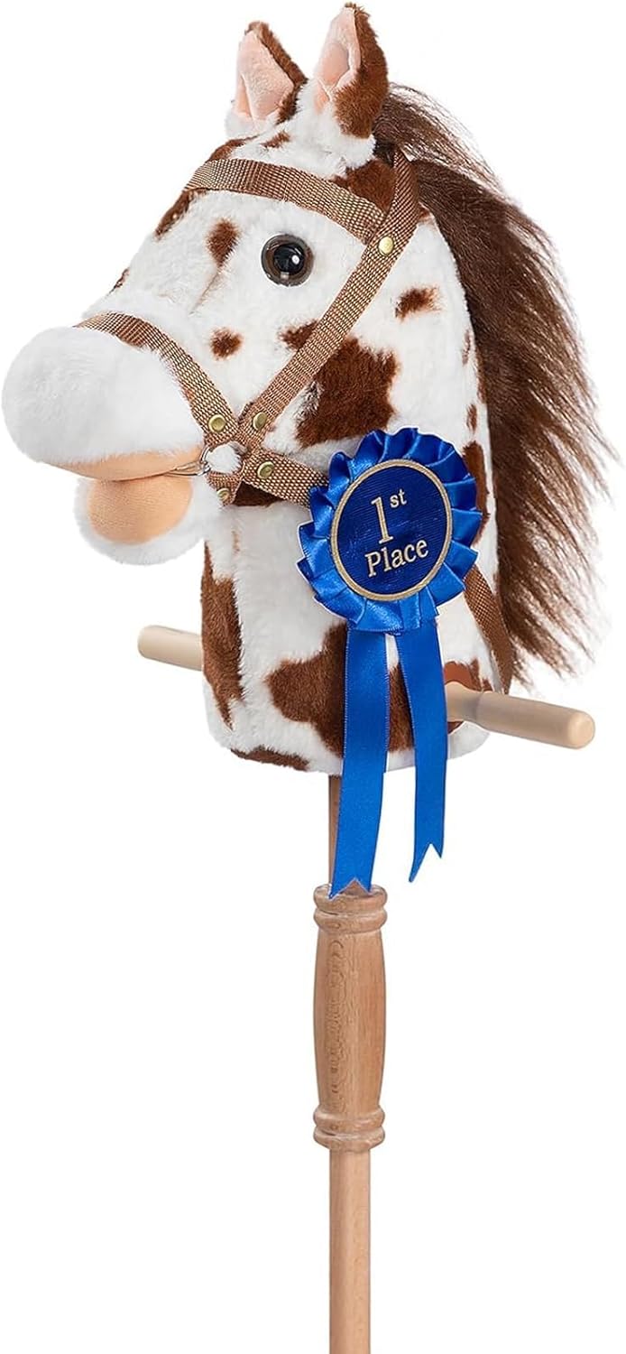 HollyHOME Stick Horse Plush with Realistic Neighing Sounds