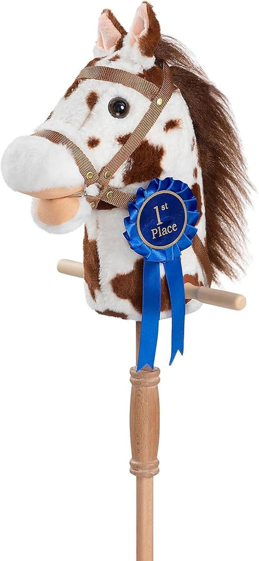 HollyHOME Stick Horse Plush with Realistic Neighing Sounds