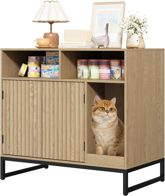 Large Hidden Cat Litter Box Enclosure with Modern Design