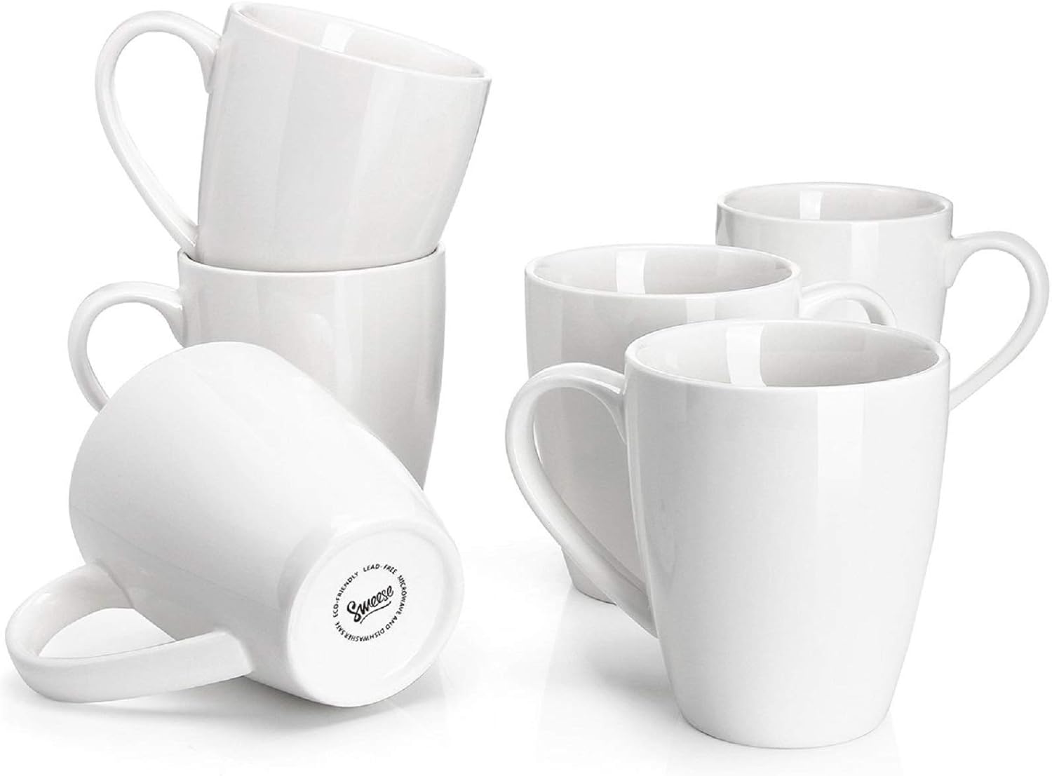 Sweese Set of 6 Porcelain Coffee Mugs - Versatile Cups for Every Beverage