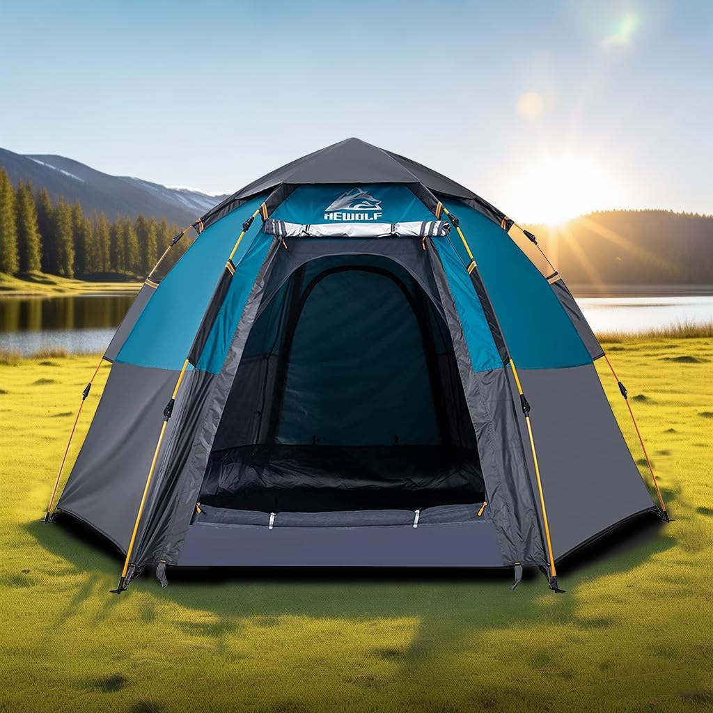 HEWOLF 4 Person Quick Setup Waterproof Tent