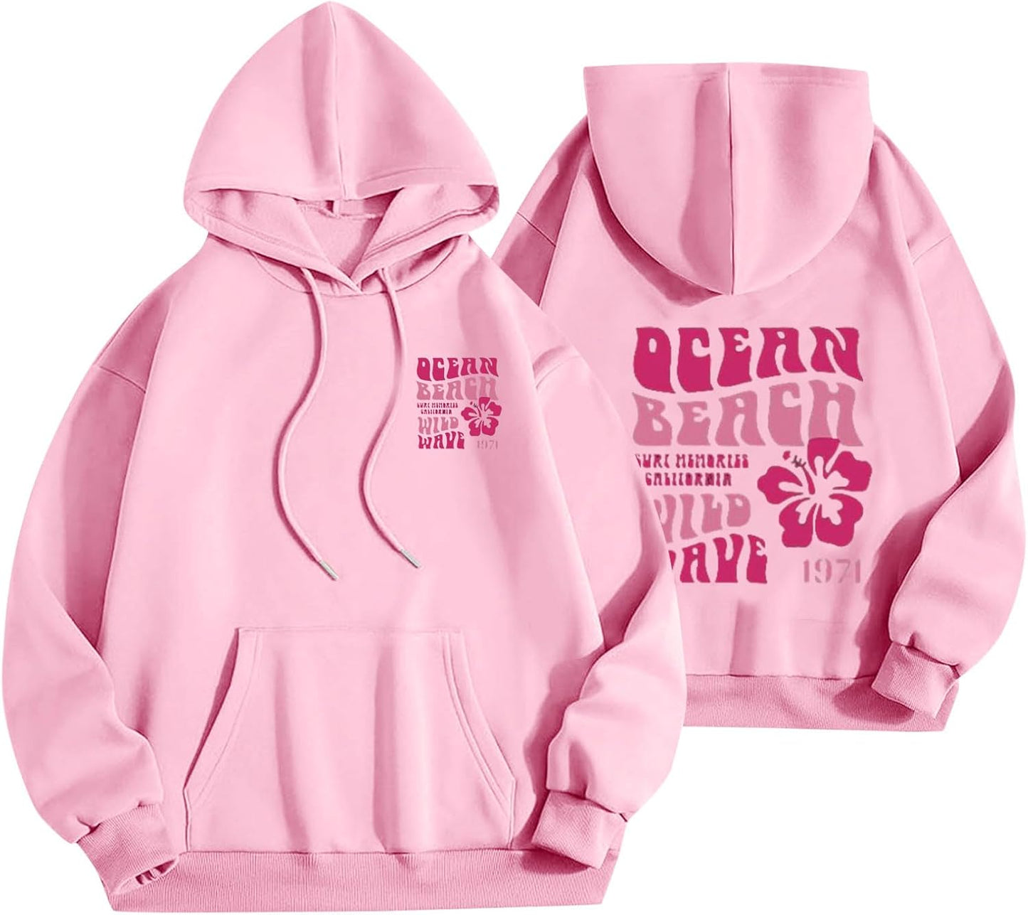 Oversized Pink Y2K Graphic Hoodie for Teens