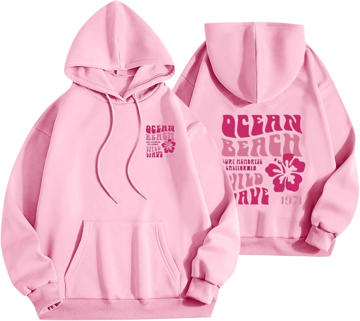Oversized Pink Y2K Graphic Hoodie for Teens