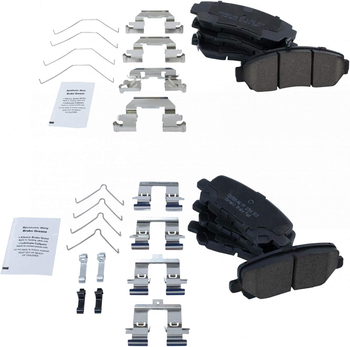 TRQ Front & Rear Brake Pads Ceramic for 2011-2017 Honda Odyssey