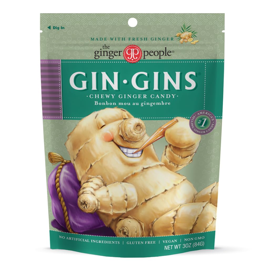 GIN GINS Original Ginger Chews - 100% Natural Candy Treats