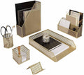 Gold Desk Organizer Set Pink Office Decor - Chic 6-Piece Desk Kit