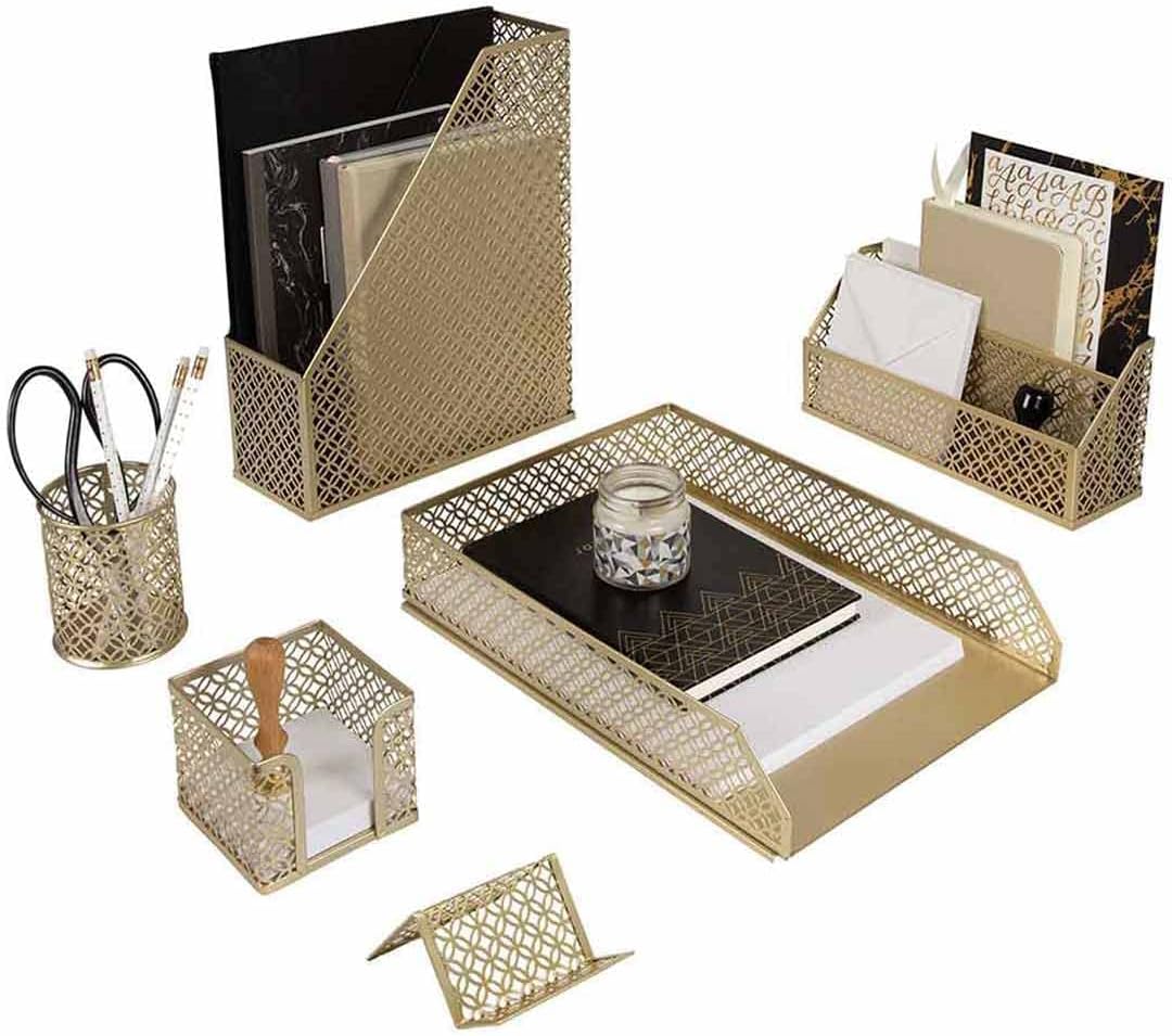 Gold Desk Organizer Set for Stylish and Organized Workspaces