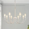 French Country Chandelier - 8-Light Antique White Pendant Light