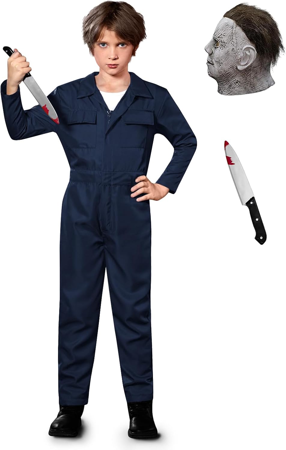 BesserBay Halloween Kids Costume Set with Mask and Knife