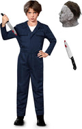 Halloween Kids Scary Killer Costume with Mask and Knife - Navy