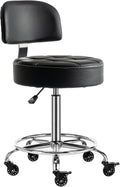 Lockable Stool with Back and Foot Rest Ergonomic Rolling Hydraulic