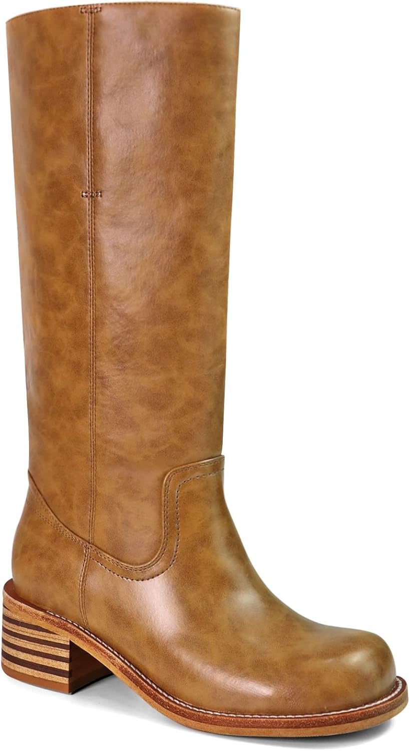 Stylish Square Toe Knee High Boots for Women with Chunky Heel