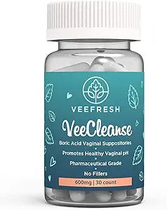 VeeCleanse Boric Acid Vaginal Suppositories for Daily Care