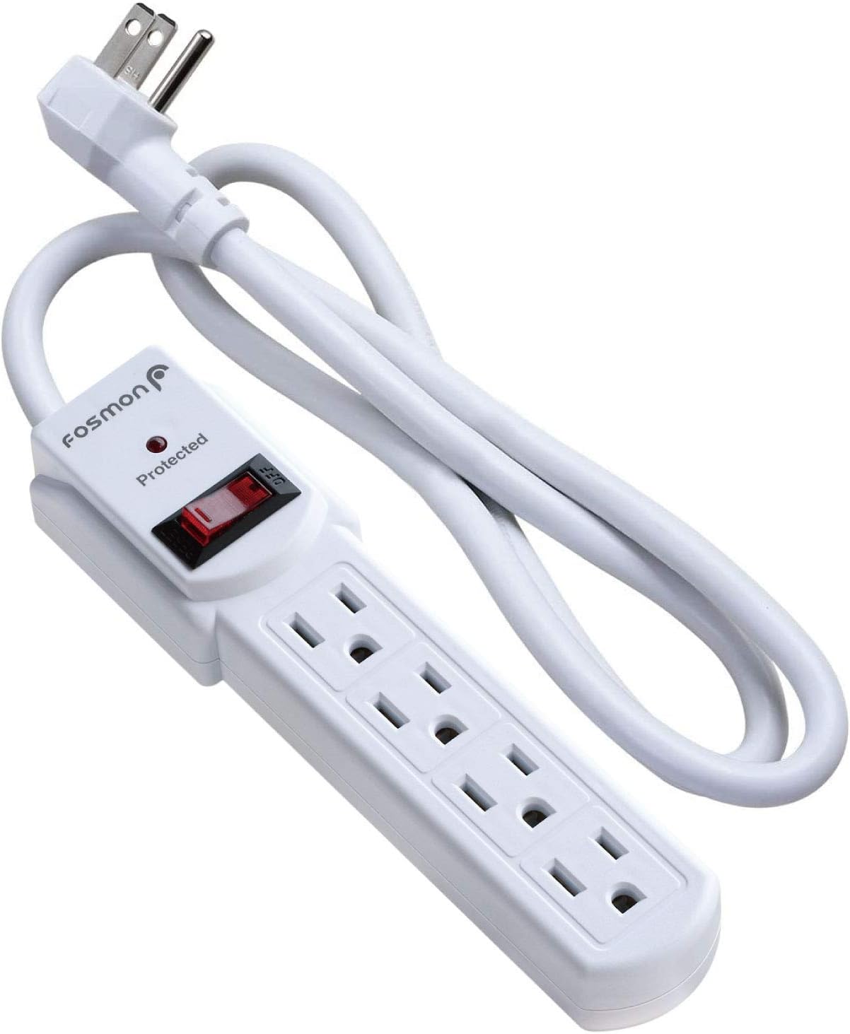 Compact 4 Outlet Surge Protector - Space-Saving Power Strip with Flat Plug