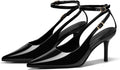 Coutgo Womens Slingback High Heels Pointed Toe Pumps - Patent