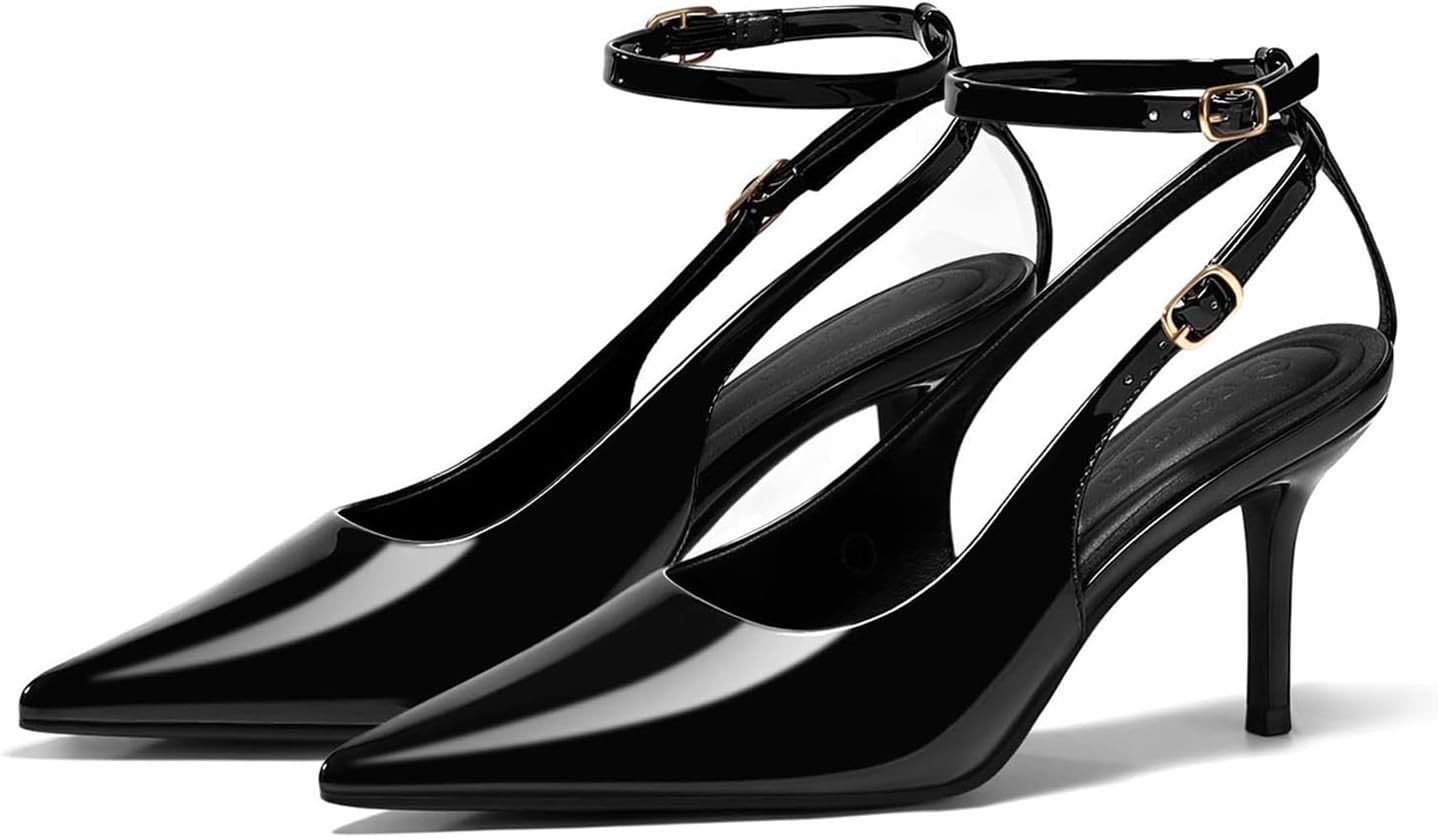 Coutgo Womens Slingback High Heels Closed Pointed Toe Pumps