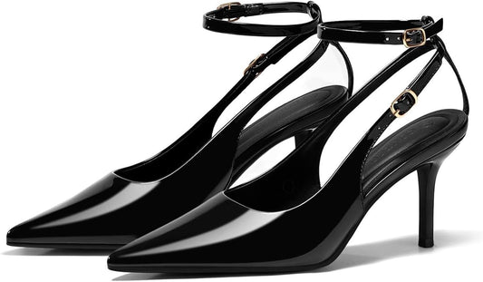 Coutgo Womens Slingback High Heels Closed Pointed Toe Pumps