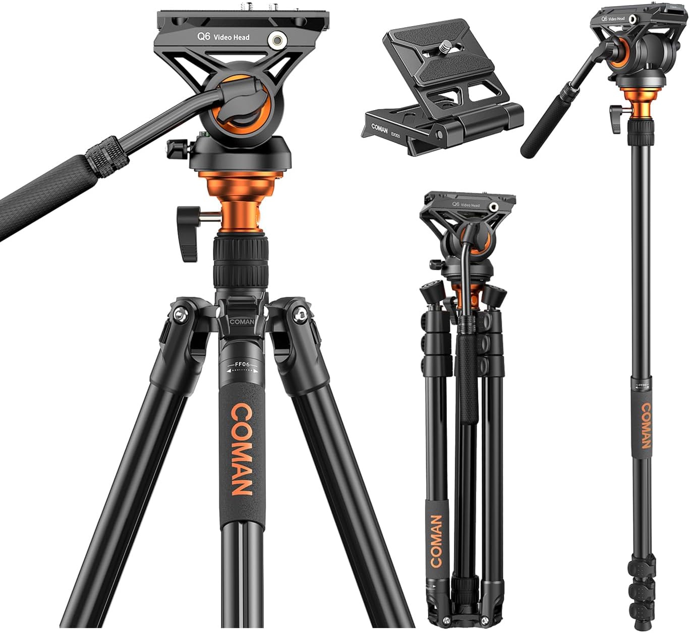 COMAN Camera Tripod with Fluid Head for DSLR and Vlogging