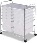 GOFLAME 12-Drawer Rolling Storage Cart - Clear Multipurpose Organizer