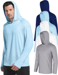 4 Pack Men Sun Shirts UPF50+ Long Sleeve Hooded Rash Guards