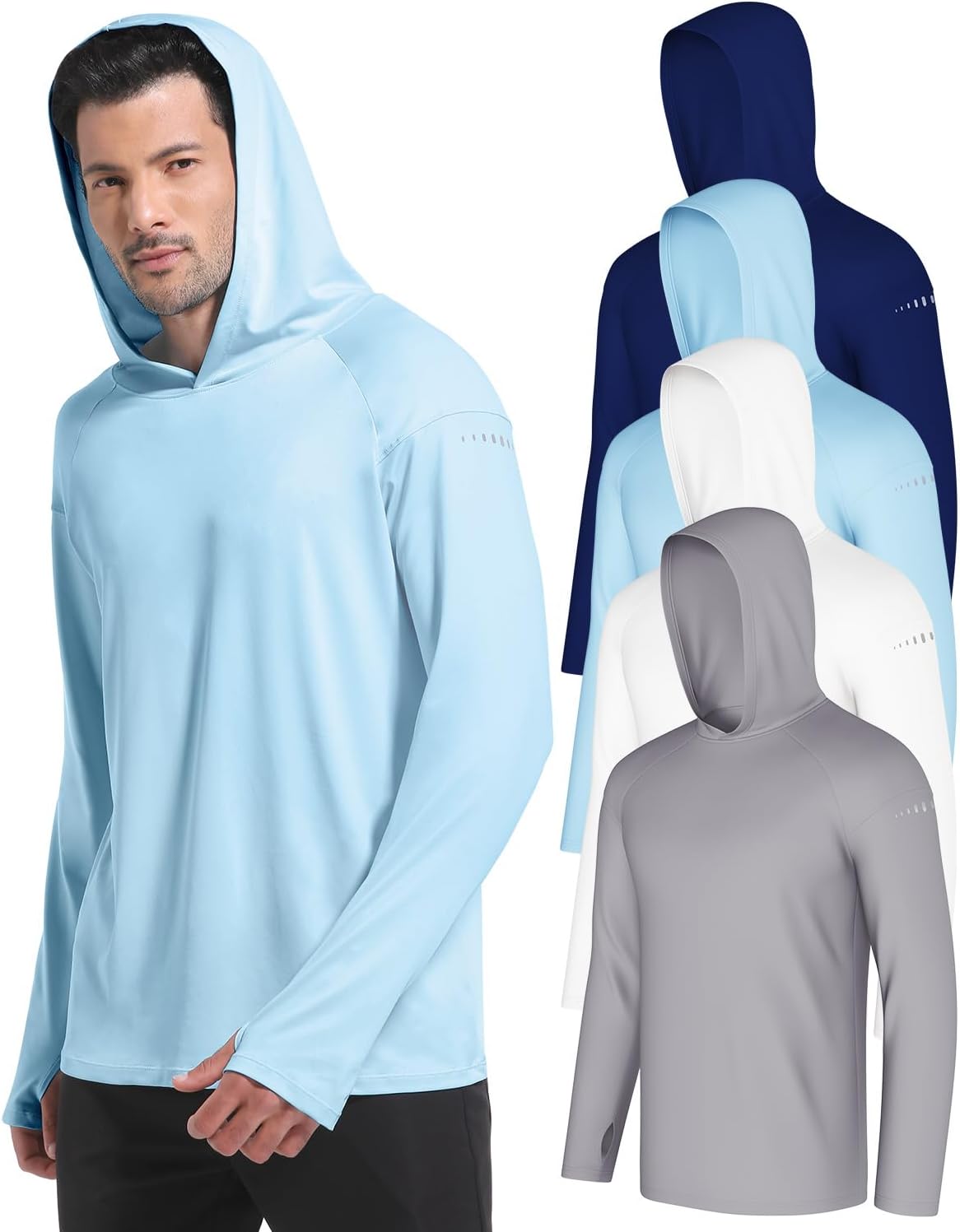 4 Pack Men's Sun Shirts UPF 50+ Rash Guard for Outdoor Activities