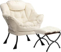 HollyHOME Lazy Chair with Foldable Ottoman - Comfy Velvet Lounge Chair