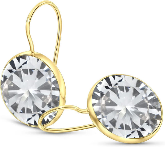 Gold Gemstone Drop Earrings for Women - Elegant 14K Dangle Style