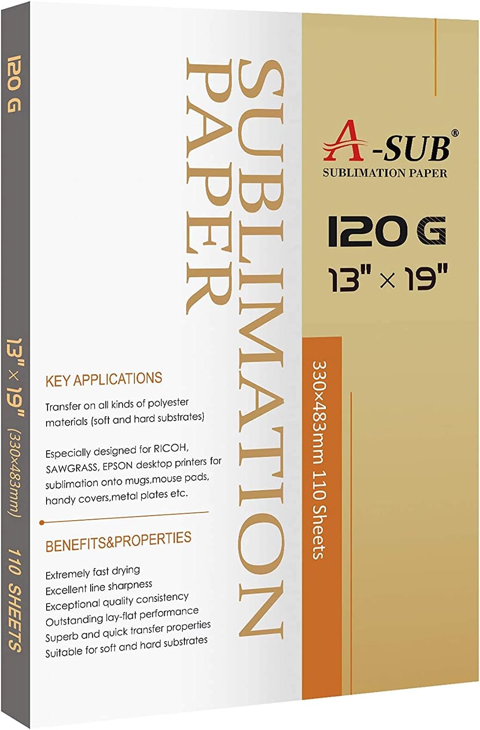 A-SUB Sublimation Paper 13x19 Inch for High Transfer Efficiency