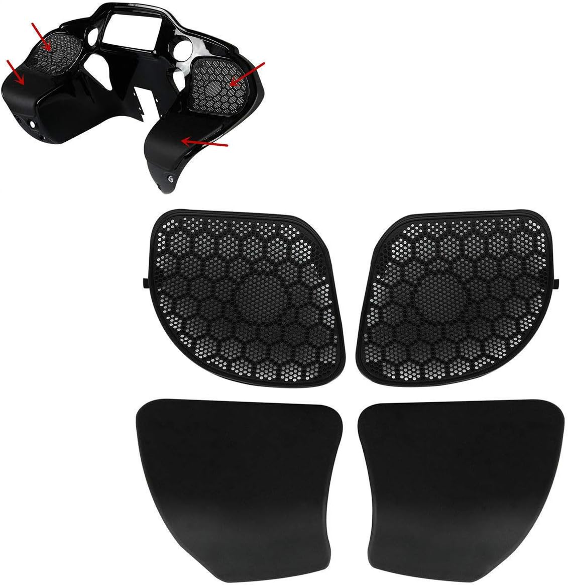 TCMT Upper Fairing Glove Box Doors Speaker Grilles for Harley