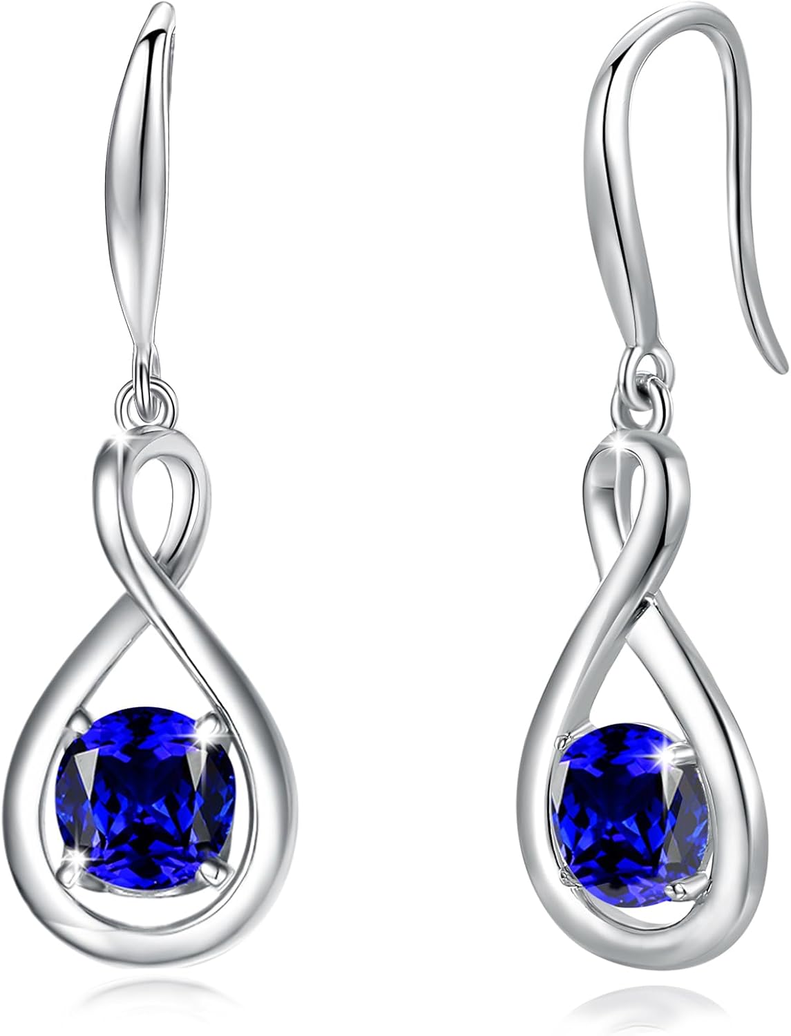 Dangle Drop Earrings in 925 Sterling Silver with Birthstone Gift