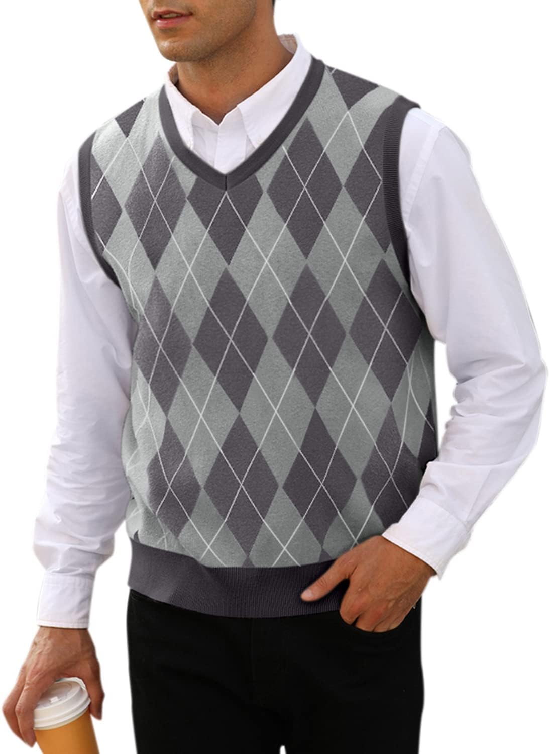 Stylish Mens Argyle Knitwear Vest for Casual and Business Wear