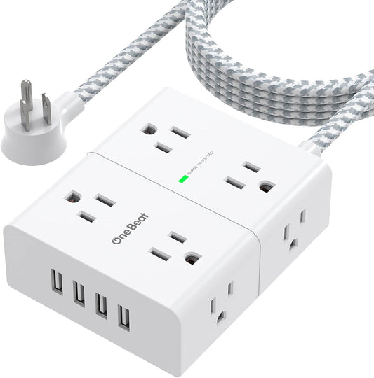 10 Ft Surge Protector Power Strip - 8 Outlets, 4 USB, Overload Protect
