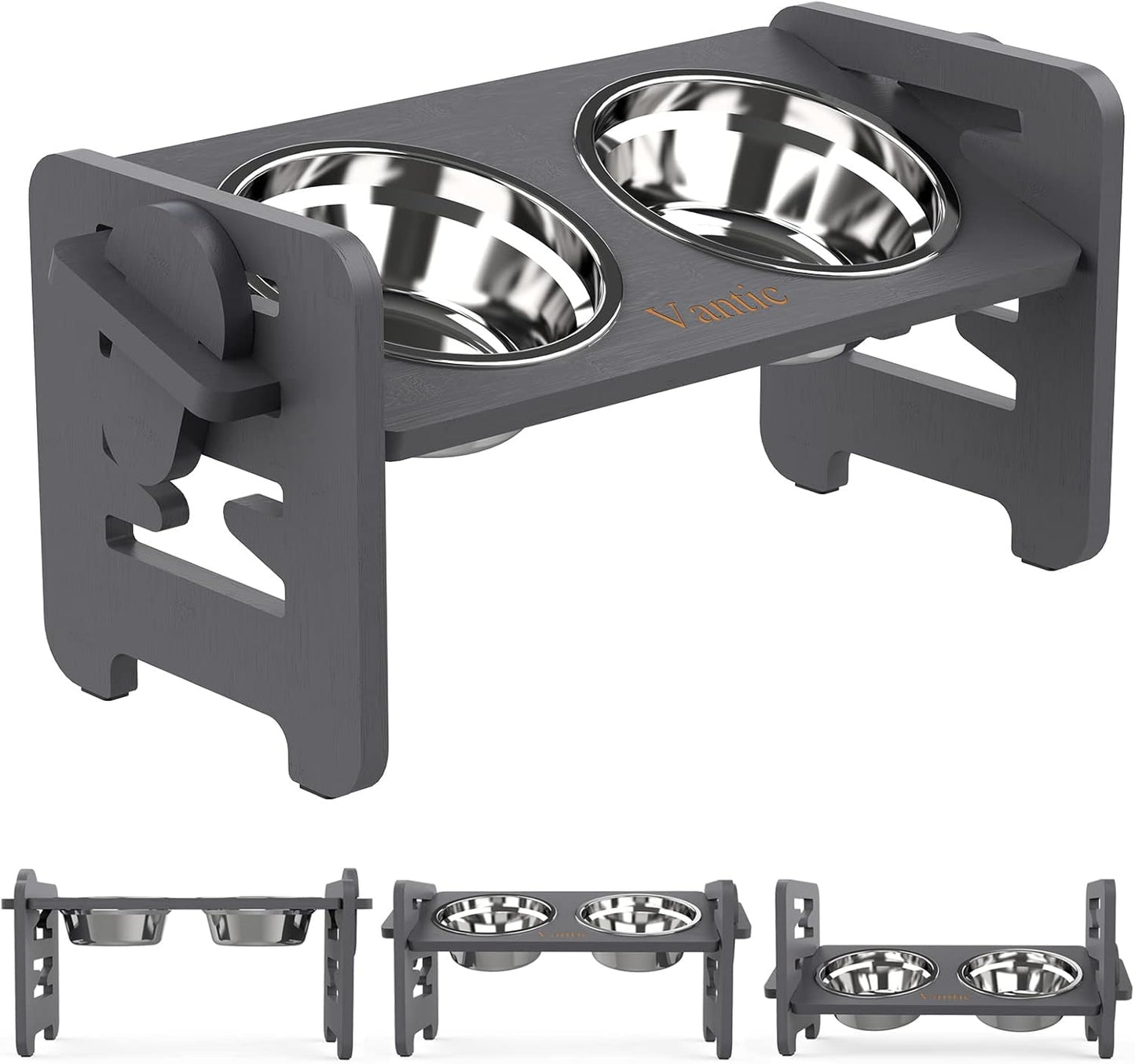 Vantic Elevated Dog Bowls for Small Dogs and Cats - Adjustable