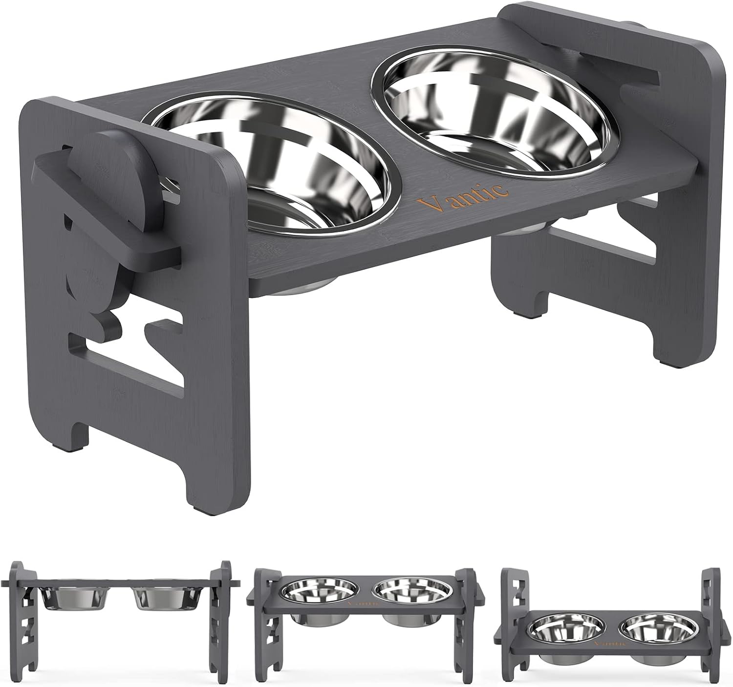 Vantic Elevated Dog Bowls for Small Dogs and Cats - Adjustable