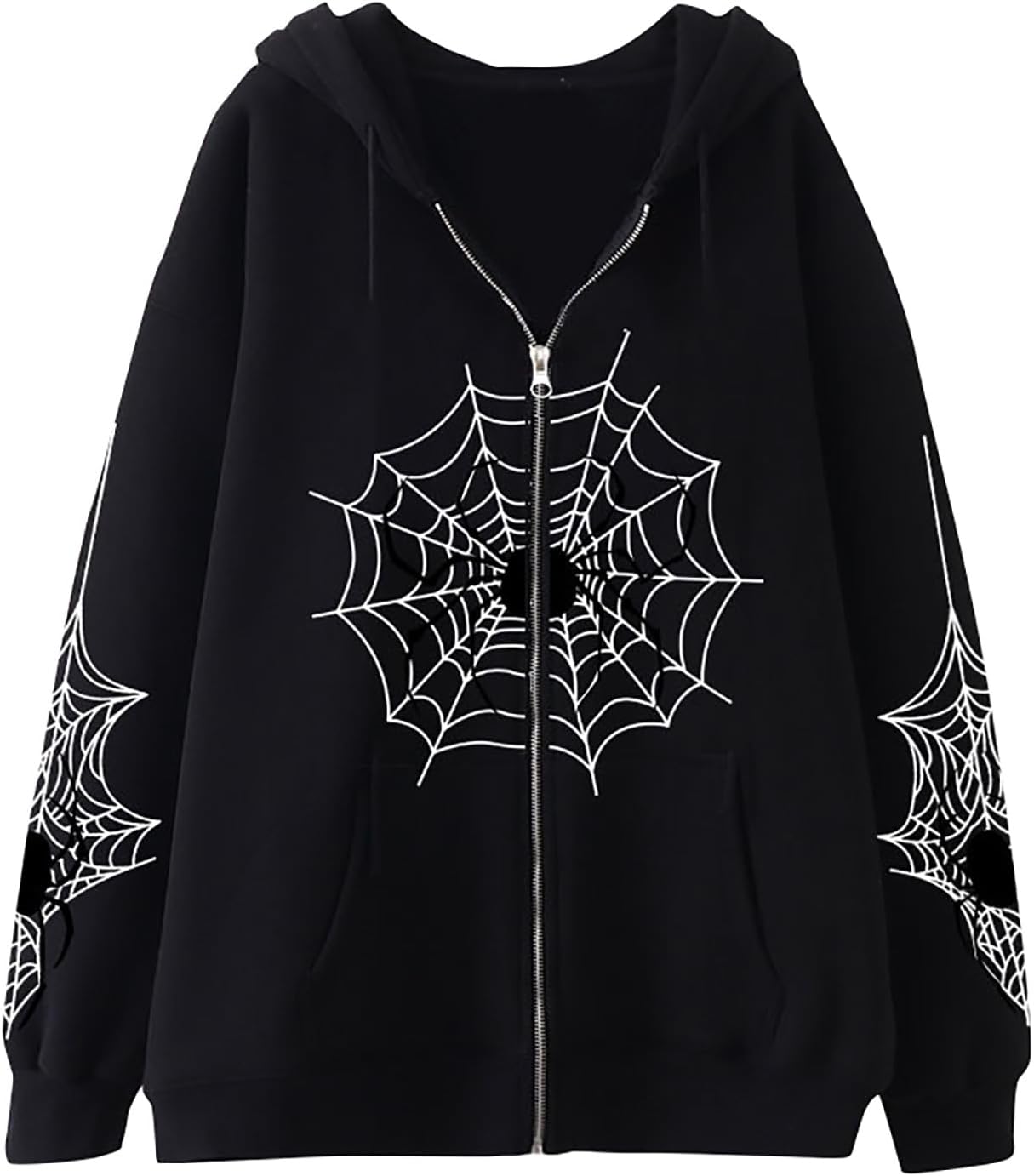 Spider Web Hoodie: Y2K Gothic Streetwear