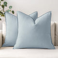 Coastal Blue Pillow Covers 22x22 in Pack of 2 - Soft Linen-Cotton
