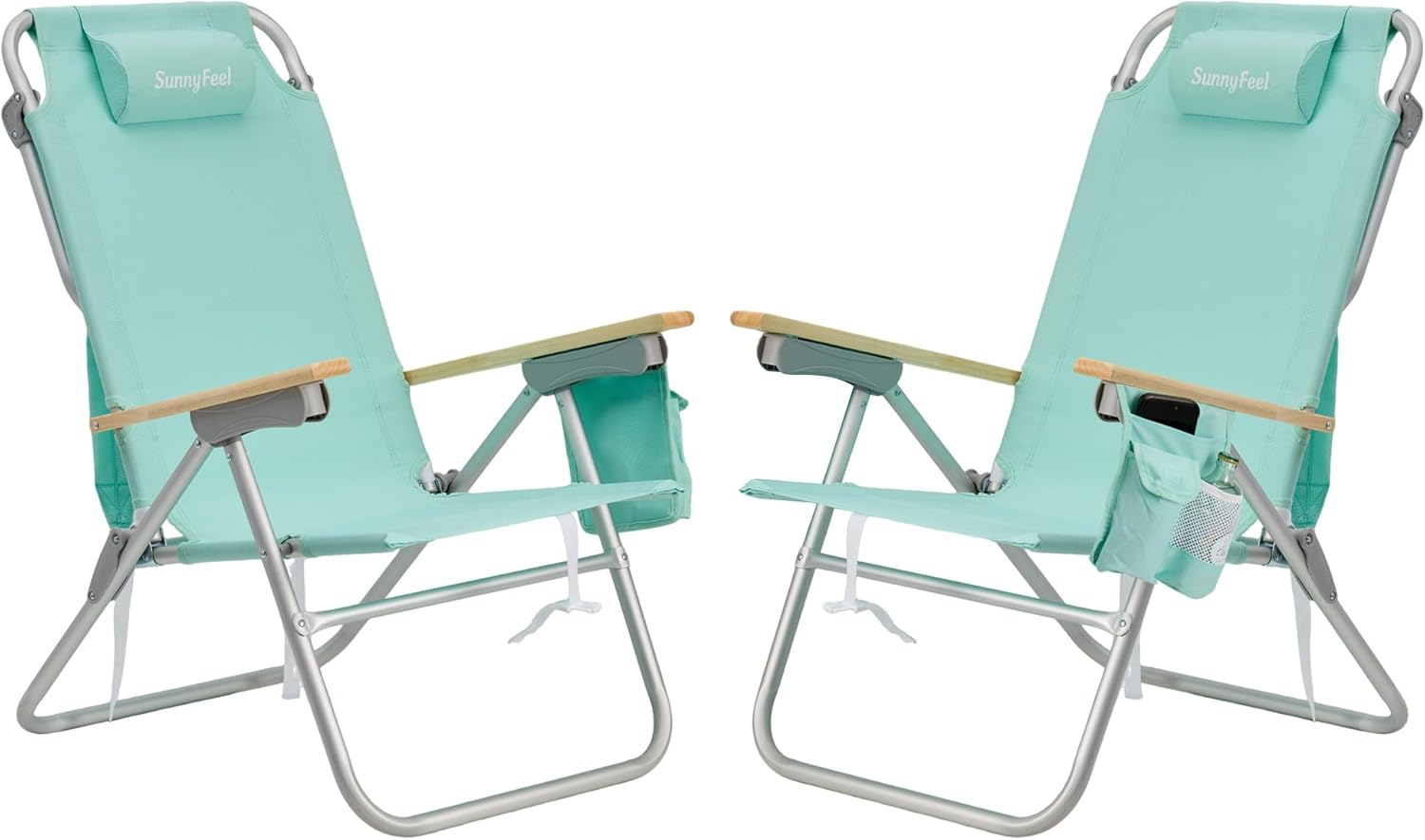 SUNNYFEEL High Back Folding Beach Chair with 3 Reclining Positions