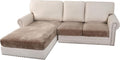 Velvet Stretch Sectional Couch Covers 3 Piece Set - Taupe