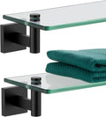 KOKOSIRI Glass Floating Shelf 20 in Black - Rustproof Wall Rack