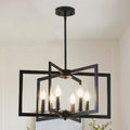 Black Chandelier for Dining Room - Modern Industrial Light Fixture