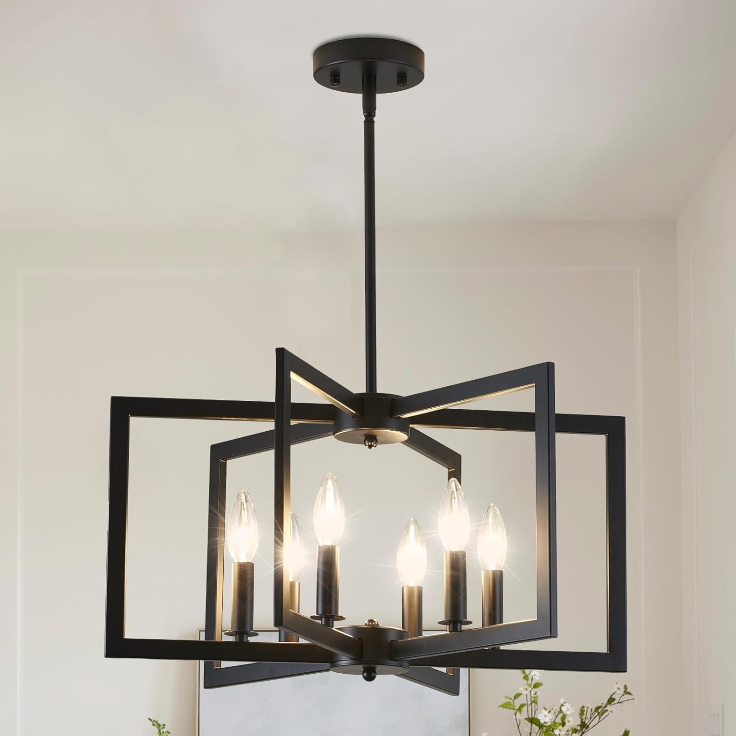 Black Chandelier for Dining Room - Modern Industrial Light Fixture
