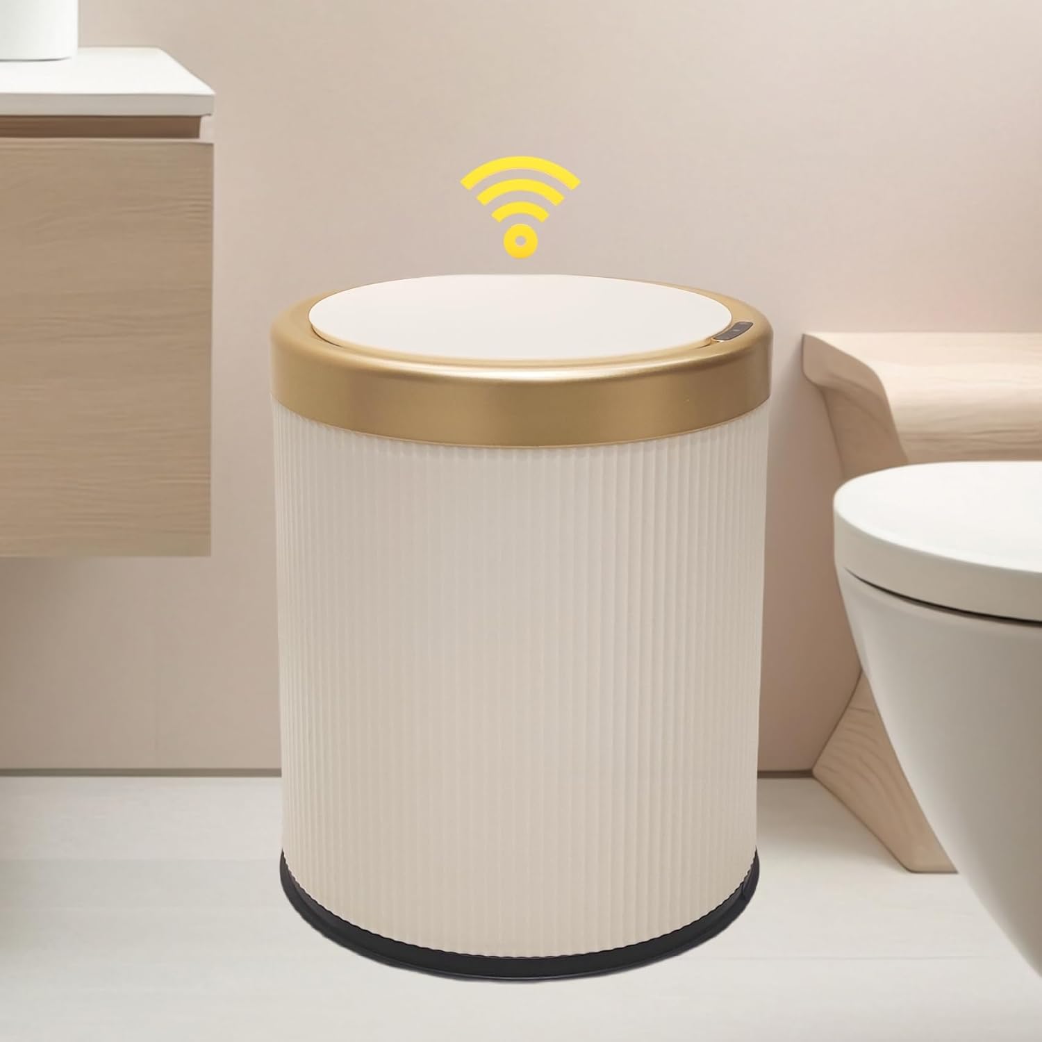Automatic Motion Sensor Bathroom Trash Can with Lid for Home
