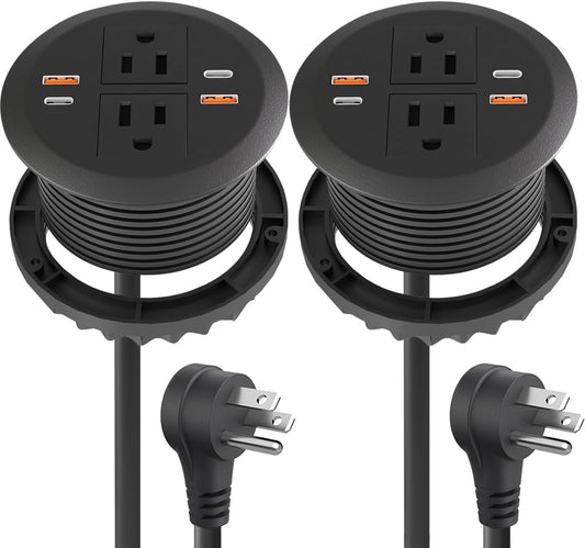 2pcs Desktop Power Grommet with Dual PD20W USB C Ports