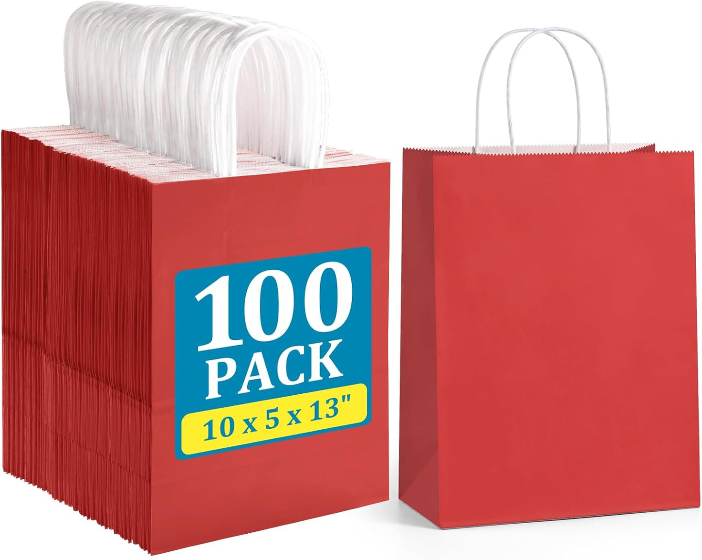 Large Red Gift Bags 10x5x13 Inch for Holidays and Events