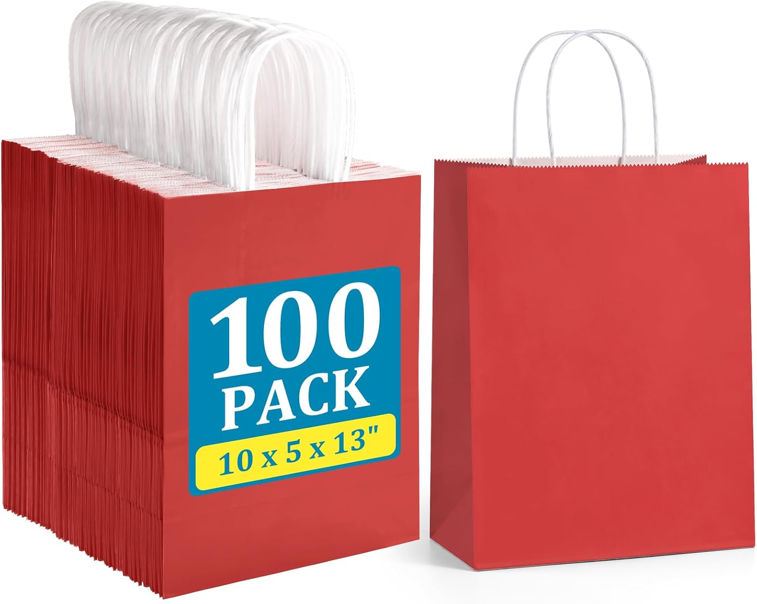 Large Red Gift Bags 10x5x13 Inch for Holidays and Events